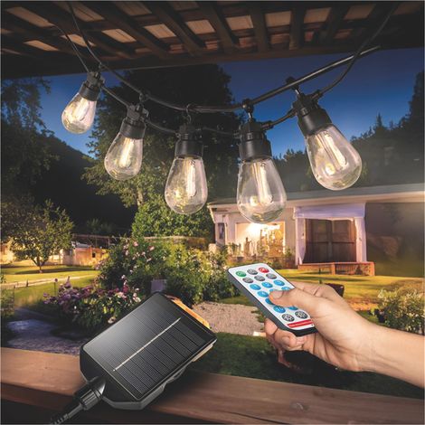 Suprema CATENA LUMINOSA SOLARE CON GIOCHI DI LUCE, 10 led, 5W, mt. 5x10 luci, luce calda (1/3)