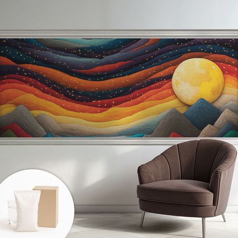 Tapete Vliestapete mit Kleber - trendige Wanddeko - elegant Fototapete für Wohnzimmer - Schlafzimmer Bunte Berge 250x104 cm (1/5)