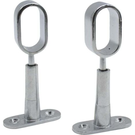 Barcelona Support Tringle Penderie 2 Support pour Barre Penderie Ovale Hauteur 41 à 105mm Zinc-Aluminium Support Central de Tube pour Armoire Penderie Vetement, Tringle Rideau Plafon (1/4)