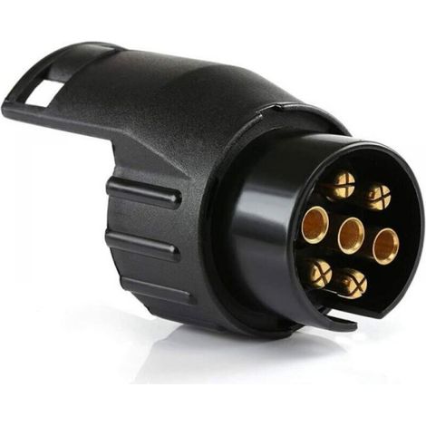 Adaptateur Remorque 7 Broches vers 13 Broches - Étanche - Compatible Voiture Camion Remorque Fourgonnette - 12 V - Noir (1/4)
