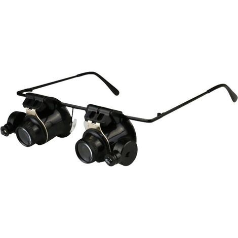 Loupe frontale avec lampe LED grossissante 20x avec batterie, lunettes professionnelles de réparation de montre, lecture de journaux, haute définition (1/5)