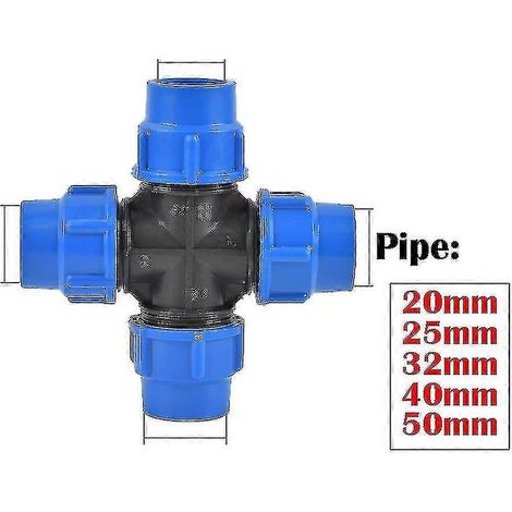 Filiyano-Raccord de robinet en PVC/PE 20/25/32/40/50 mm avec vanne en plastique pour l'irrigation de jardin et agricole - Accessoires S04 en croix 50 (1/5)