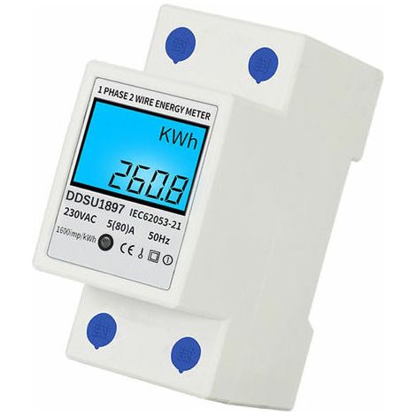Compteur d'energie electrique de type rail anglais compteur electrique monophase domestique 220V compteur de watt-heure affichage numerique multi-fonction multi-affichage 80A ecran multifonction + ret (1/4)