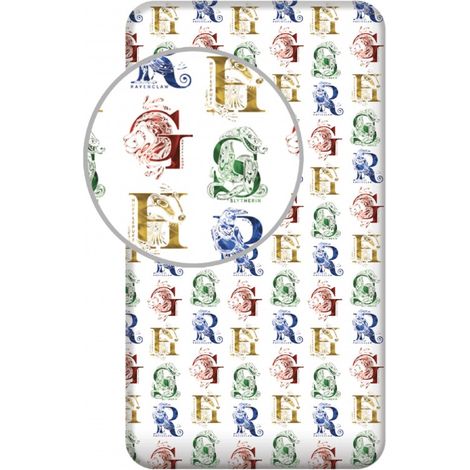 Harry Potter - Drap housse en coton "4 maisons" - Multicolore - 90 x 200 cm - Livraison gratuite (1/4)
