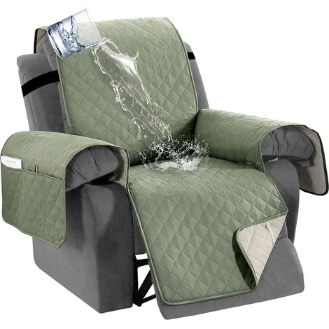 100% Wasserdicht Sesselschoner für Relaxsessel, rutschfest Sofabezug mit Armlehnen und Taschen, Waschbarer Liegestuhlschutz für Hunde, Haustiere, Kinder (1/5)
