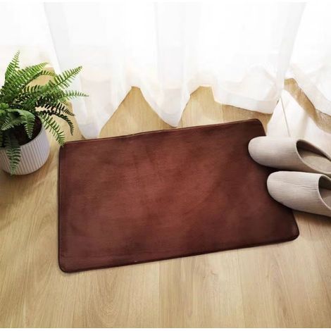 LAN Café - Surface plane 5080cm (Épaisseur du molleton corail 0,8cm) Tapis de sol en polaire corail, couleur unie, facile à nettoyer, tapis de salle de bain, tapis de toilette, absorbant et antidérapa (1/5)