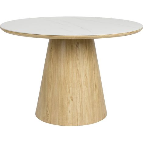 Table Design, Almira, Table ronde bois mdf et céramique 115 cm Bois en Wood, BOITE A DESIGN (1/5)