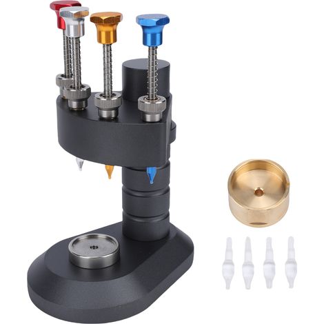 Pinza crimpatrice automatica a 4 perni per lancette di orologi, strumento manuale per riparazione e installazione, realizzata in lega di alluminio. (1/5)