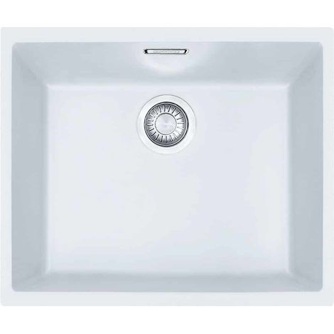 Franke – Évier 1 bac Tectonite blanc arctic – Vidage gain de place 90 mm inox – Trop plein esthétique et facile à nettoyer – Dimensions 525 x 440 mm (1/2)
