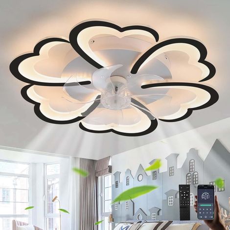 Ventilateur plafonnier moderne 68 cm – Silencieux, réversible – 6 vitesses, dimmable – Fonction mémoire, télécommande – Noir – Idéal pour chambre et salon-Noir (1/5)