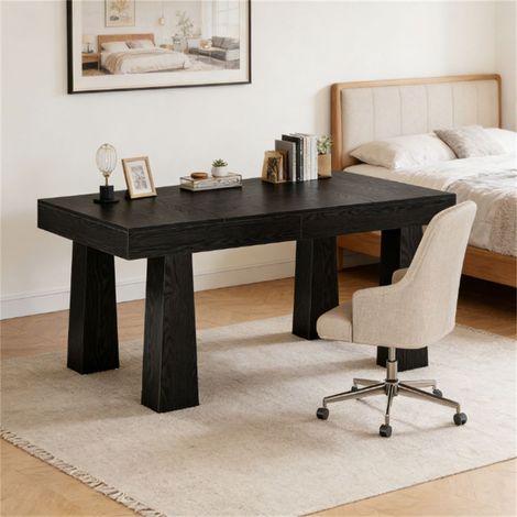 Bureau d'ordinateur de style industriel moderne avec pieds coniques renforcés noirs - Bureau spacieux et élégant pour la maison (1/5)