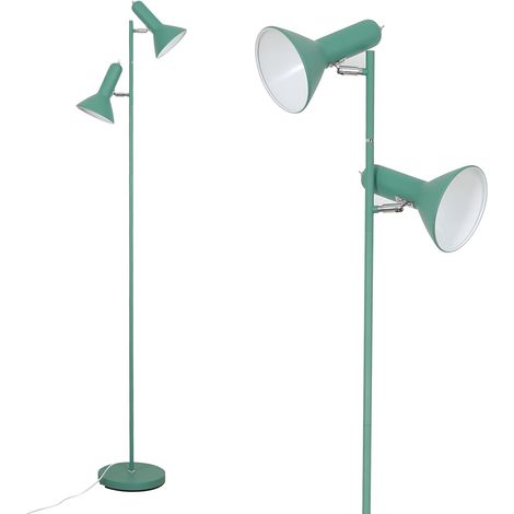 Stehleuchte Wohnzimmer – Grün, E27 2x max. 60W, Leselampe Vintage Industrial, Höhe 171cm, Metall Standleuchte für Sofa, Schlafzimmer, Büro (ohne Leuchtmittel) (1/5)