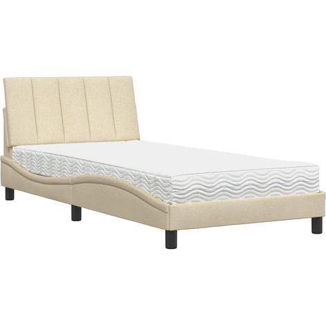 Cama con colchón Hanko tela color crema 100x200 cm vidaXL (1/5)