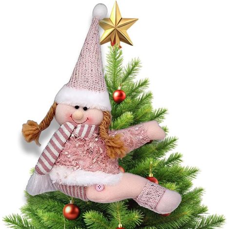 Décorations dessus de sapin de Noël Bonhomme de neige en peluche sertisseur de Noël Décoration gnome en peluche sertisseur amusant pour décorations de sapin, bouteille de vin, rideau, cadeau ornementa (1/5)