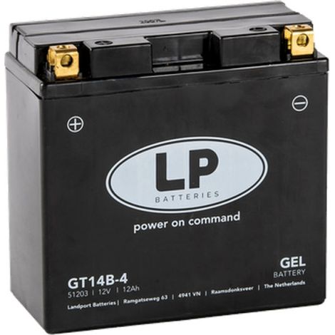 Batterie moto 12V 12Ah 190A – Technologie gel sans entretien – Longueur 151mm – Pour démarrage fiable et applications variées – Landport - YT14B-BS