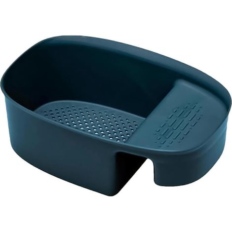 Égouttoir à vaisselle suspendu multifonctionnel pour évier, panier récupérateur de déchets alimentaires pour la cuisine (bleu) (1/5)
