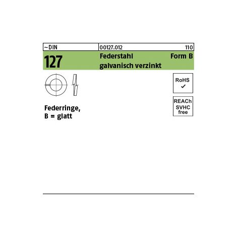 DIN 127 Federring Federstahl B 24 galvanisch verzinkt gal Zn S 100 Stk