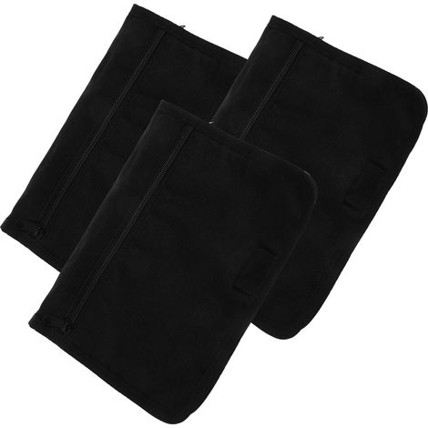 Document Organizer 3 Compartments Portable Black Oxford