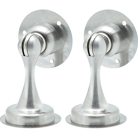 Sollbry Paquete de 2 topes de puerta magnéticos de acero inoxidable. Sin necesidad de taladrar. Instale topes de puerta de piso más resistentes para mantener la puerta abierta. 8,3 x 5,5 x 5,5 cm. (1/4)