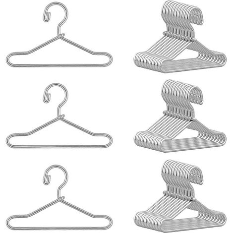 Lot de 50 mini cintres en métal pour vêtements de poupée, accessoires pour maison de poupée, petits cintres pour jouets-4X2.2CM-Silver