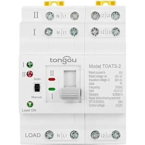 Automatischer Transferschalter, 2P 63A Manueller Transfer ATS Interruptor de Transferencia für unterbrechungsfreie Stromversorgung Elektrischer Haushaltsschalter Doppelautomatisch