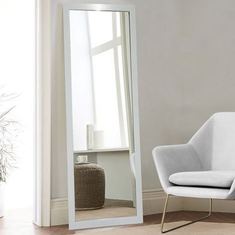 Espejo Carimate, Forma Rectangular, Tipo de Pie, Estructura Transparente, 40x105h cm Blanco (1/3)