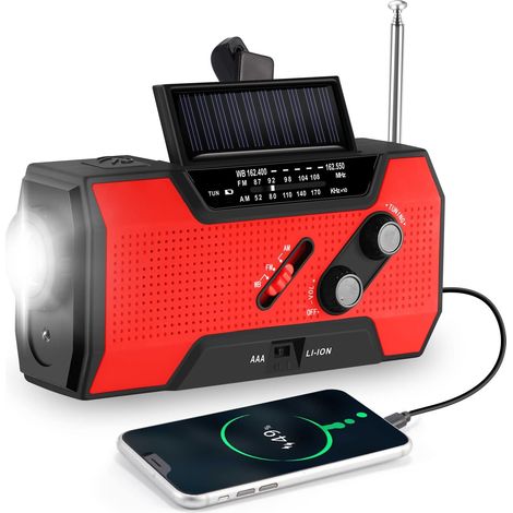 Radio portable à énergie solaire et à manivelle, AM/FM. (1/5)