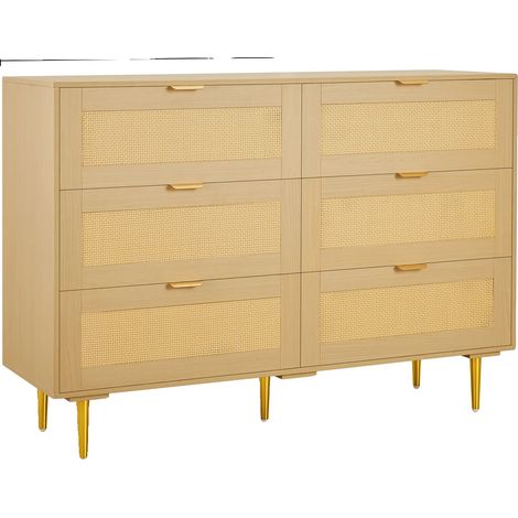 Cassettiera in rattan, ampio spazio contenitivo, design elegante, 47 pollici (1/2)