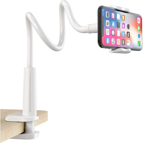 Support Téléphone Portable - Bras Flexible En Alliage D'aluminium De 76 Cm - Pince À Écrou Pour Table Ou Tête De Lit Jusqu'à 80 Mm - Pour Appareils De 10,2 À 16,5 Cm - 1 Pièce (1/5)