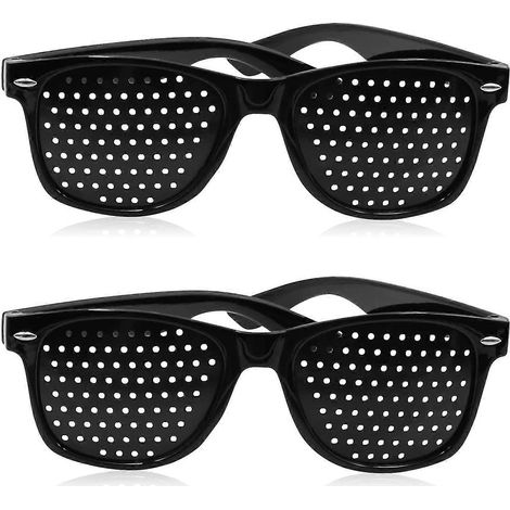 Deux paires de lunettes à trous sténopéiques pour améliorer la vue  lunettes à trous sténopéiques noires, unisexes, améliorant la vision. (1/5)