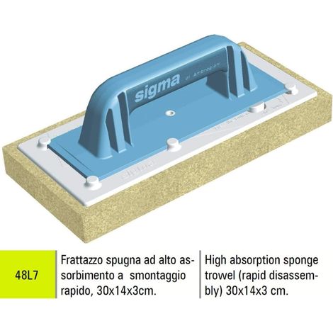 FRATTAZZO SPUGNA SIGMA 48L7T AD ALTO ASSORBIMENTO CON INTAGLI 30X14X3 cm SIGMA 48L7T