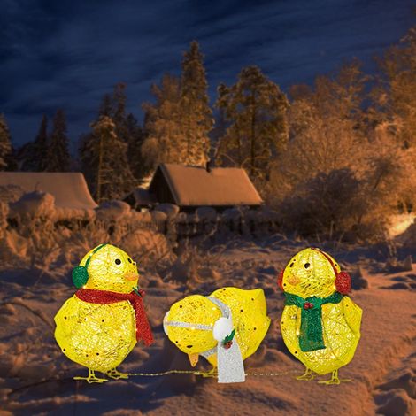 Lot lumineux poussin jaune Noël décoration acrylique grand format (1/5)