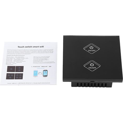 Panneau de commande tactile intelligent sans fil à 2 voies compatible avec Alexa et Google Home, AC90-250V, noir (1/4)