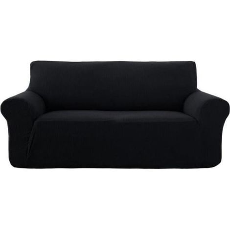 Housse de canapé - E-SENOIR - Extensible 3 Places - Noir - Design Contemporain - Lavable (1/4)