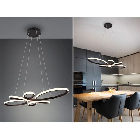 Große LED Pendelleuchte FLY geschwungen Schwarz, Breite 83cm