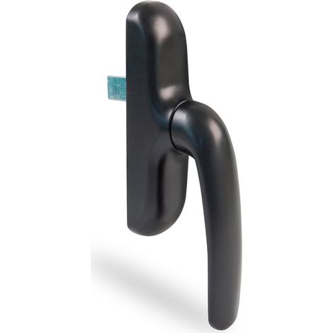 Poignée pour fenêtres oscillo-battantes avec base en aluminium et revêtement en PVC noir avec vis invisibles - 180 x 35 mm - Hauteur 64 mm - Sans carré (1/5)