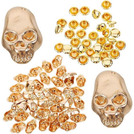 Kit de 50 rivets décoratifs en forme de crâne, style punk, pour la création d'accessoires en cuir, vêtements et chaussures. (1/5)
