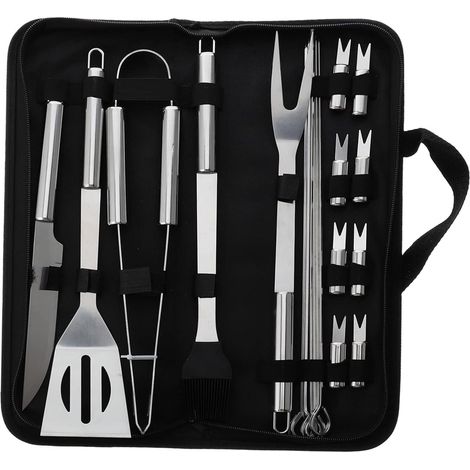 Ensemble d'ustensiles Churrasco 21 pièces en acier inoxydable pour la cuisine en plein air, kit de brosses portables (1/5)