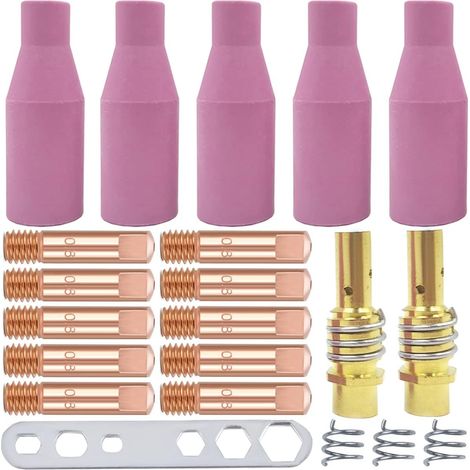 Embouts de Contact de soudage, 15AK MIG Torche de soudage Kit d'accessoires pour Embouts de Contact 0,8 mm M6 Shield Cup Pistolet de soudage pour MB15 15AK MIG Torche de soudage (21 pièces) (1/5)