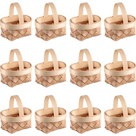 12petits paniers tressés individuels-boîtes à bonbons en bois-Petit panier cadeau en bois-panier de rangement pour cadeaux de fête (1/5)