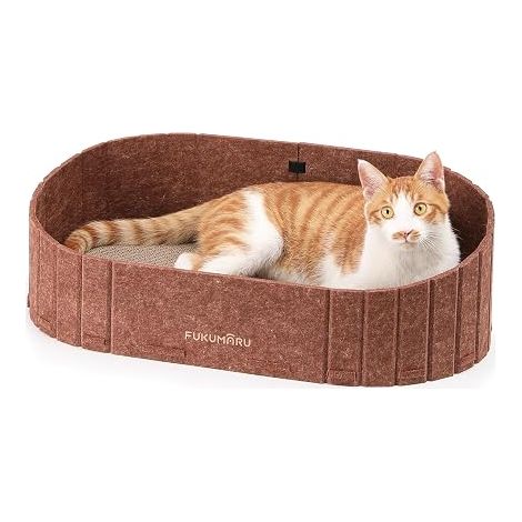 Griffoir pour Chat, 61 cm en Forme de Canapé, Griffoir Détachable Réversible, Pads de Griffoir Ronds Remplaçables, Lit pour Chats d'Intérieur, Gris (1/5)