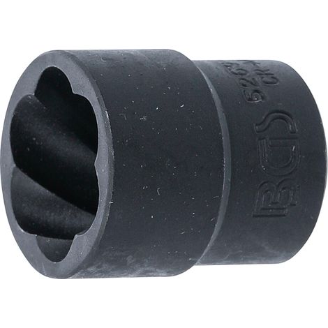 Llave de vaso de perfil en espiral / extractor de tornillos entrada 12,5 mm (1/2") 21 mm (1/3)