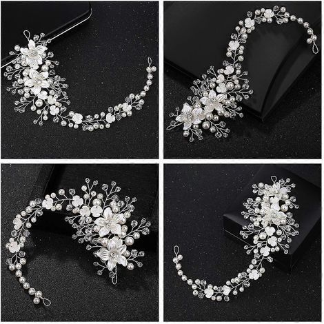 Trendiges, handgefertigtes Haarband in Blumenform mit Perlen für die Braut zum Geburtstag