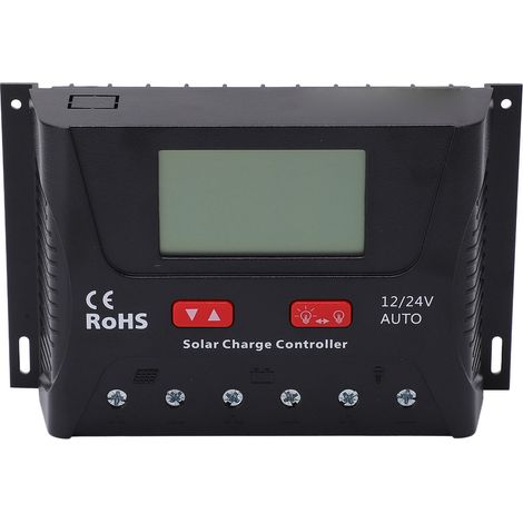 Contrôleur de charge solaire PWM avec affichage LED, port USB, 30 A, 12 V/24 V pour batterie (1/5)