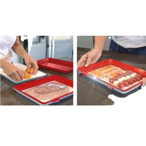 Bandejas para conservar alimentos al vacío, juego de 8 piezas, fabricadas con PP apto para uso alimentario, apilables, de forma rectangular, con un rango de temperatura de -10 a 60 ℃. (1/5)