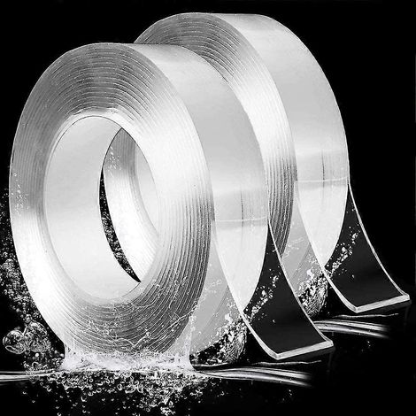 2 rouleaux de ruban nano, ruban adhésif double face transparent, nano multifonctionnel antidérapant (1/5)