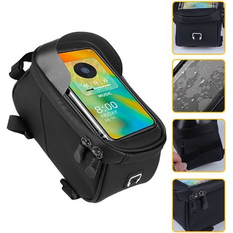 Bolsa impermeable para cuadro de bicicleta, Soporte para teléfono de bicicleta (ideal para navegación), Bolsas para cuadro de bicicleta (1/5)