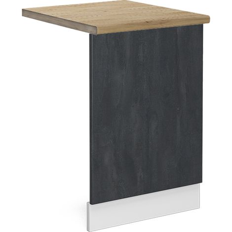 Küchenmöbel R-Line, Schwarz Beton, 45 cm AP Eiche, Vicco