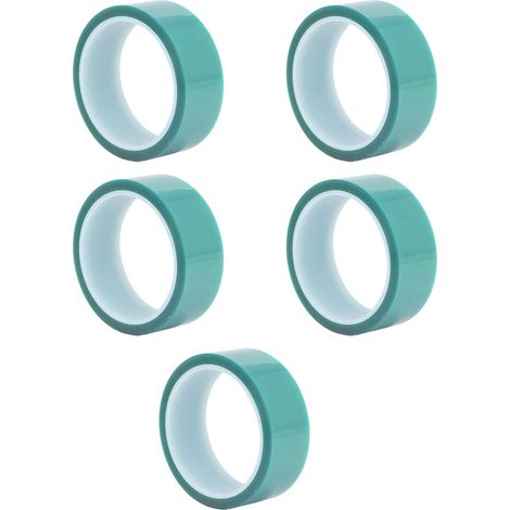 Lot de 5 rouleaux de ruban de masquage vert, largeur 33 mm, longueur 33 m, protection pour peinture au pistolet, ruban PET haute température (1/5)