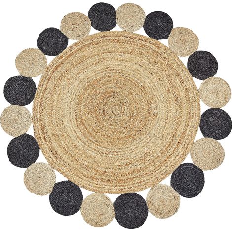 Rug VOSTAN Black ø 140 cm Jute